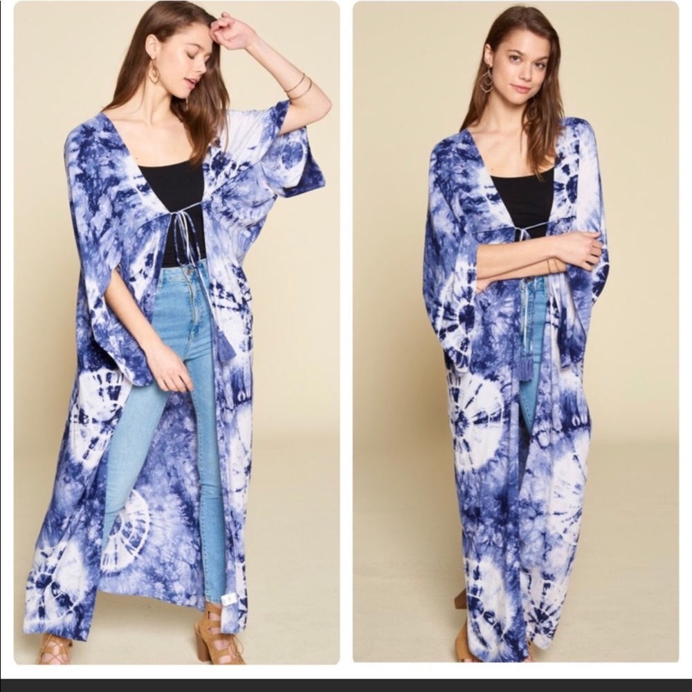 NEW BLUE TIE-DYE KIMONO! STYLISH and CHIC - Picture 3 of 6